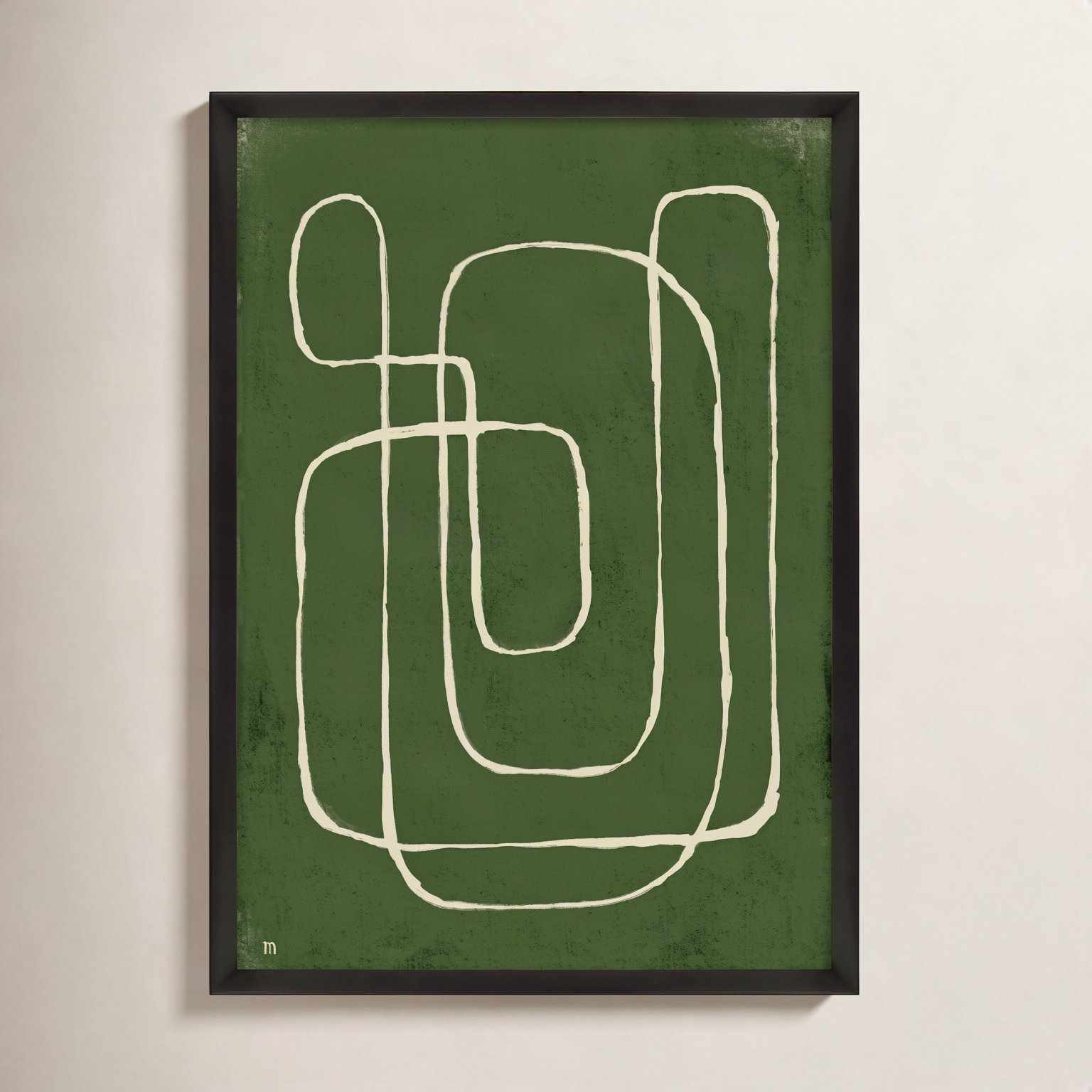 Line Works 2 Painting, 50" H x 35" W x 1.25" D, Black Framed Paper