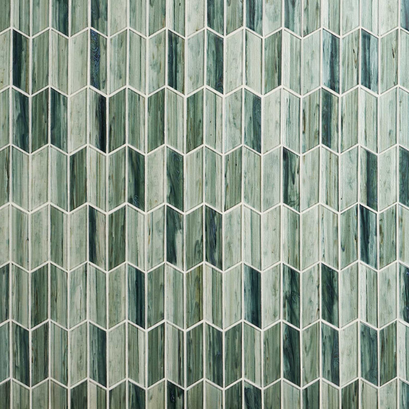 Maya 2x7 Chevron Polished Glass Mosaic Tile