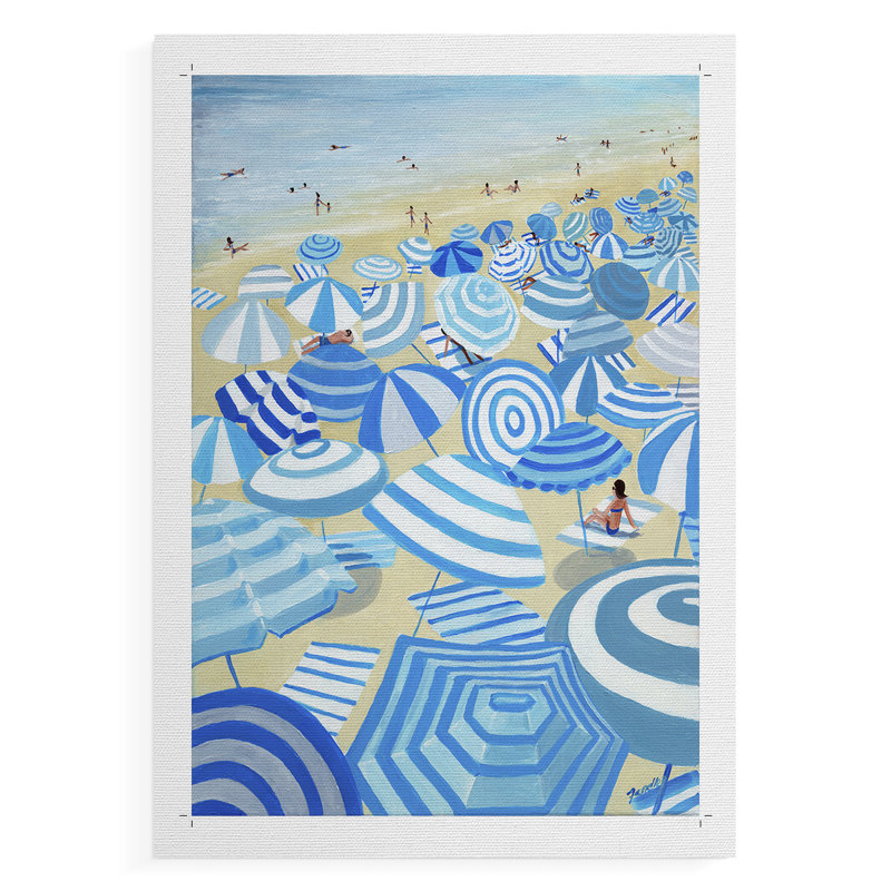 Plage bleu ciel - impression sur toile seulement - non encadrée