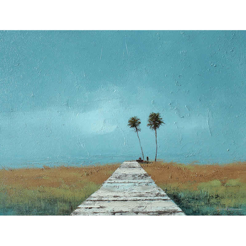 «Azure Palm Path», art mural sur toile tendue, H 16 po x l 24 po