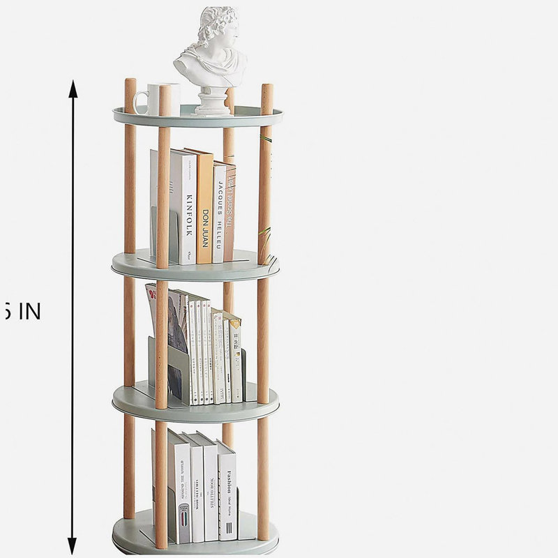 Étagère de rangement, bibliothèque rotative à 360 °, bibliothèque à 4 niveaux avec espace de rangement de grande capacité, support de rangement multifonctionnel