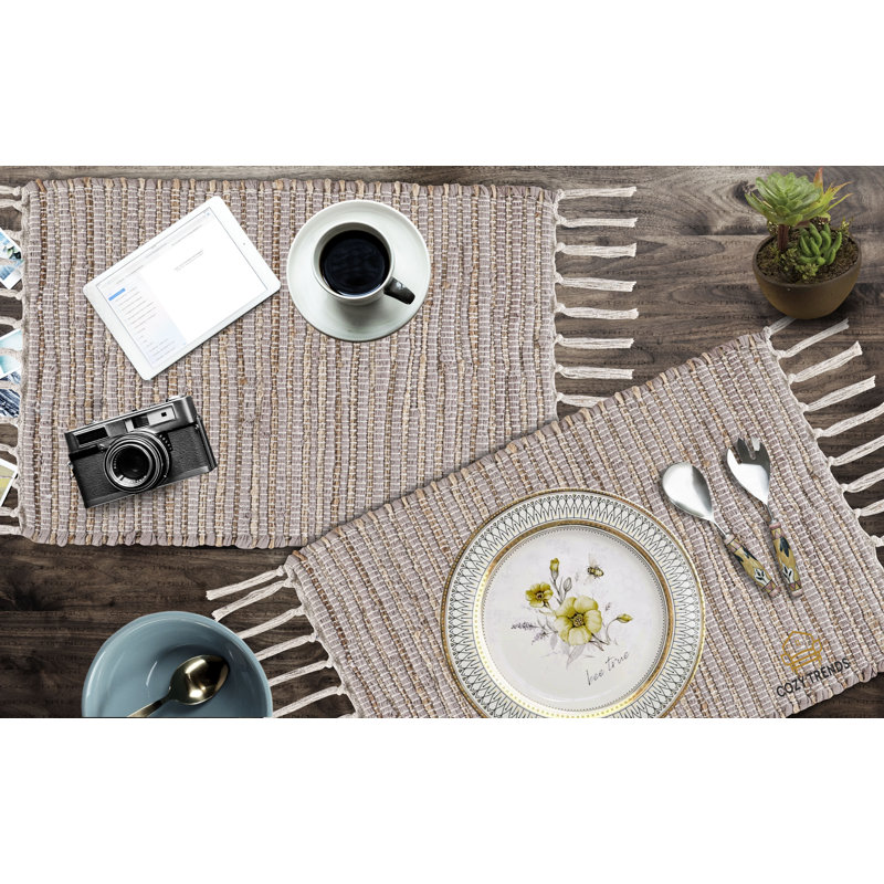 Amraiz Cotton No Pattern Rectangle Placemat, Beige
