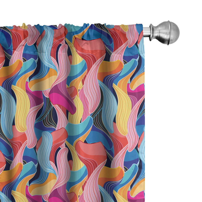 Geometric Semi-Sheer Rod Pocket Curtain Panels, 28" W x 63" L