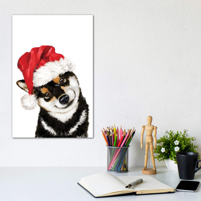 «Christmas Black Shiba Inu» par Big Nose Work - impression d'art graphique