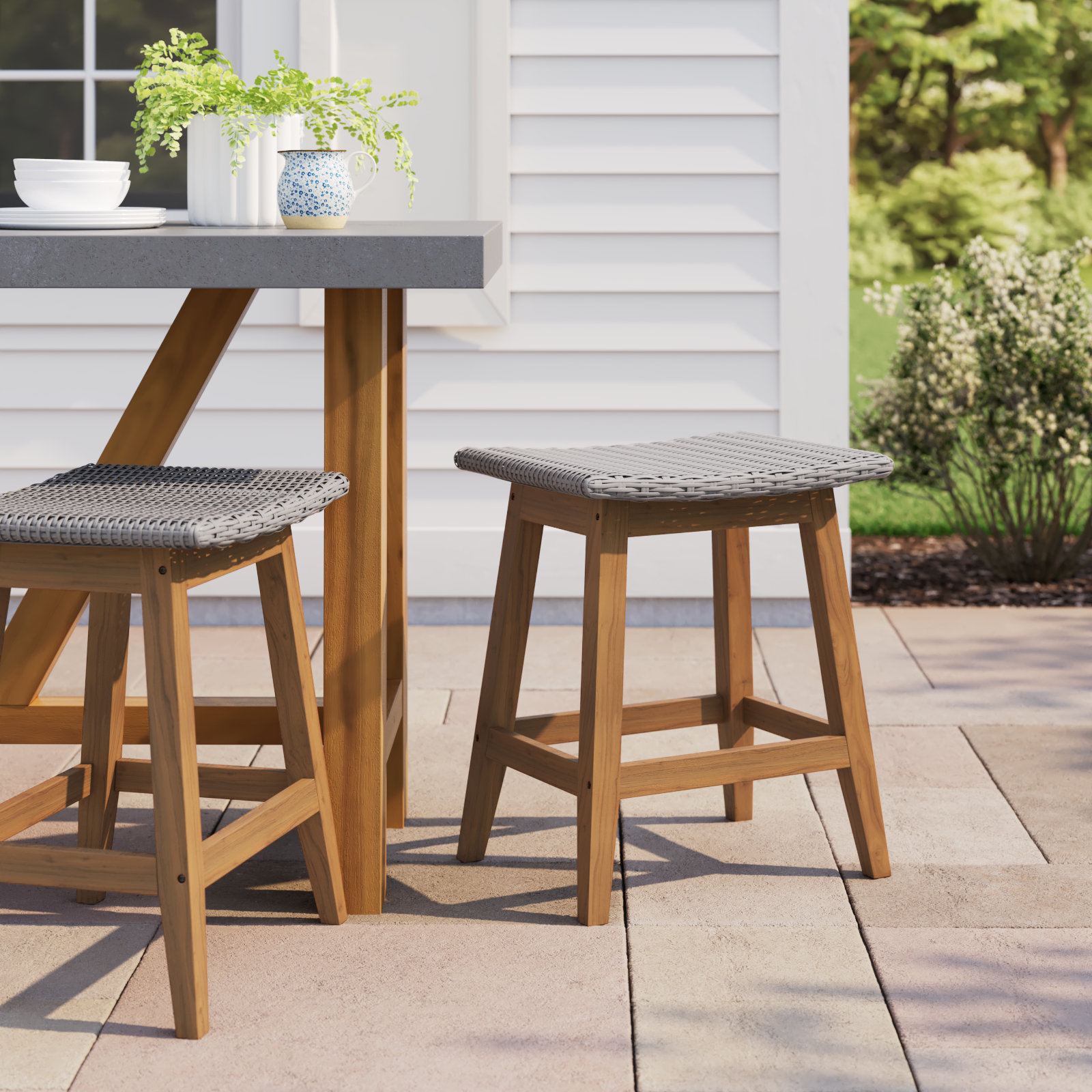 Nicole 24'' Teak Backless Outdoor Bar Stool