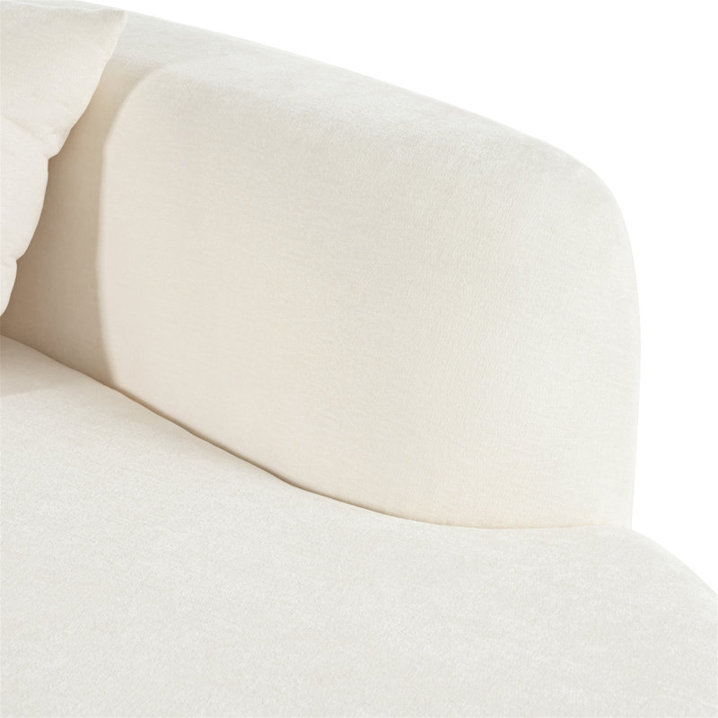 Canapé modulaire courbé en porcelaine Vaili, Chenille beige, H 27 po x l 134 po x P 75 po