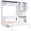 Lit escamotable multifonctionnel avec canapé, bureau et armoire de rangement - Conception pliable peu encombrante, pleine grandeur-486350143