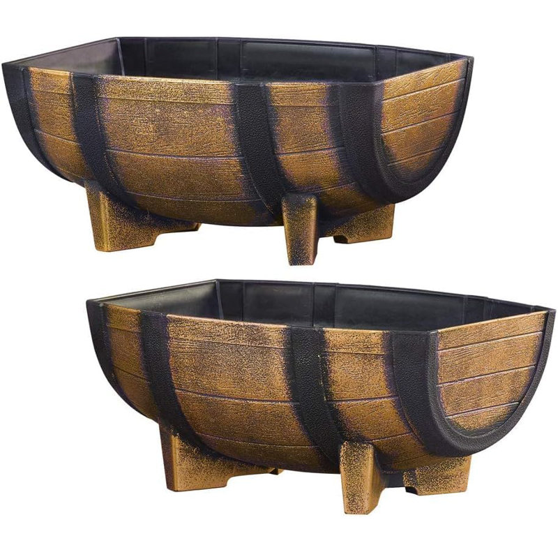 Half Barrel Planter, Brown