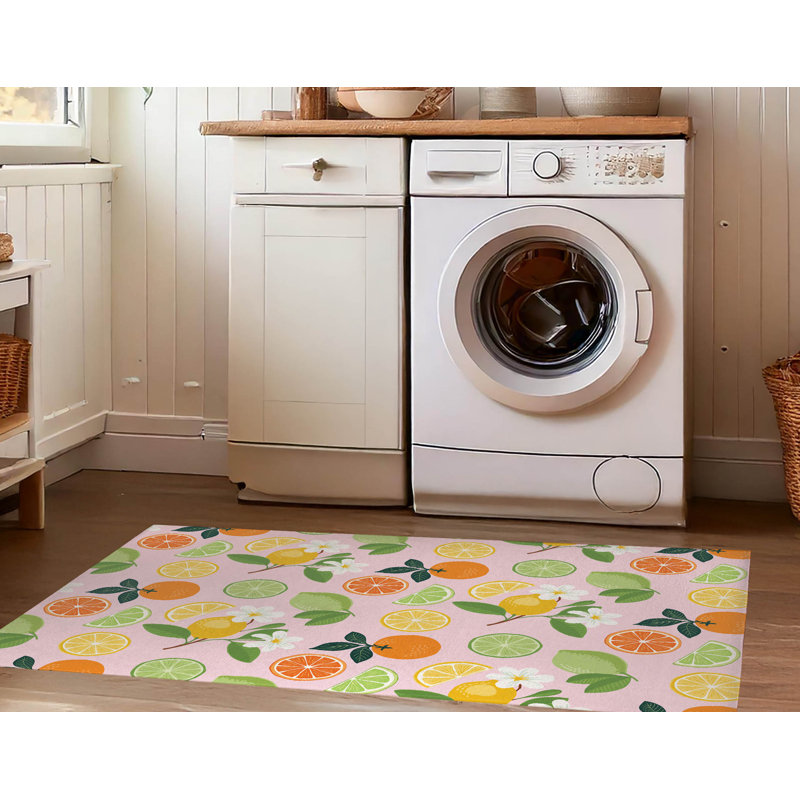 Tapis à linge antidérapant Sunny Citrus, 49 "L x 6 "H, Pink Floral
