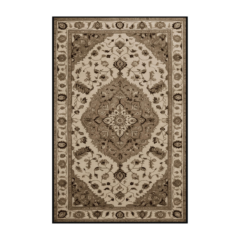 Machine Washable Tabriz Brown Area Rug, Runner 2' x 5'