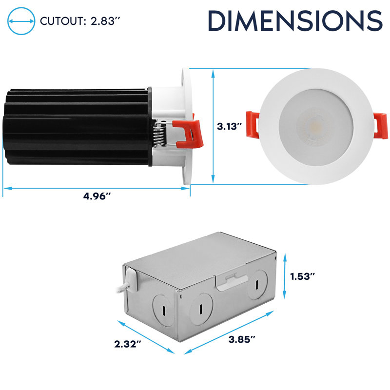Ensemble de 2 po LUXRITE Éclairage encastré à DEL, lumière Canless à régression profonde, garniture ronde et interchangeable imperméable blanche, 5CCT, 1000LM, 15W, CRI80, à intensité variable