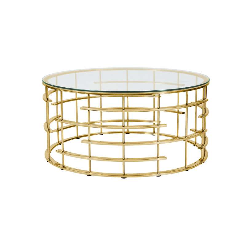 Coffee table 90cm, Gold, Transparent
