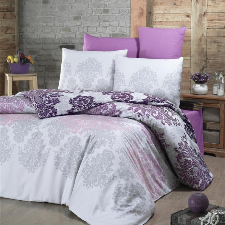 East Urban Home Cotton Damask Duvet Cover Set | Wayfair