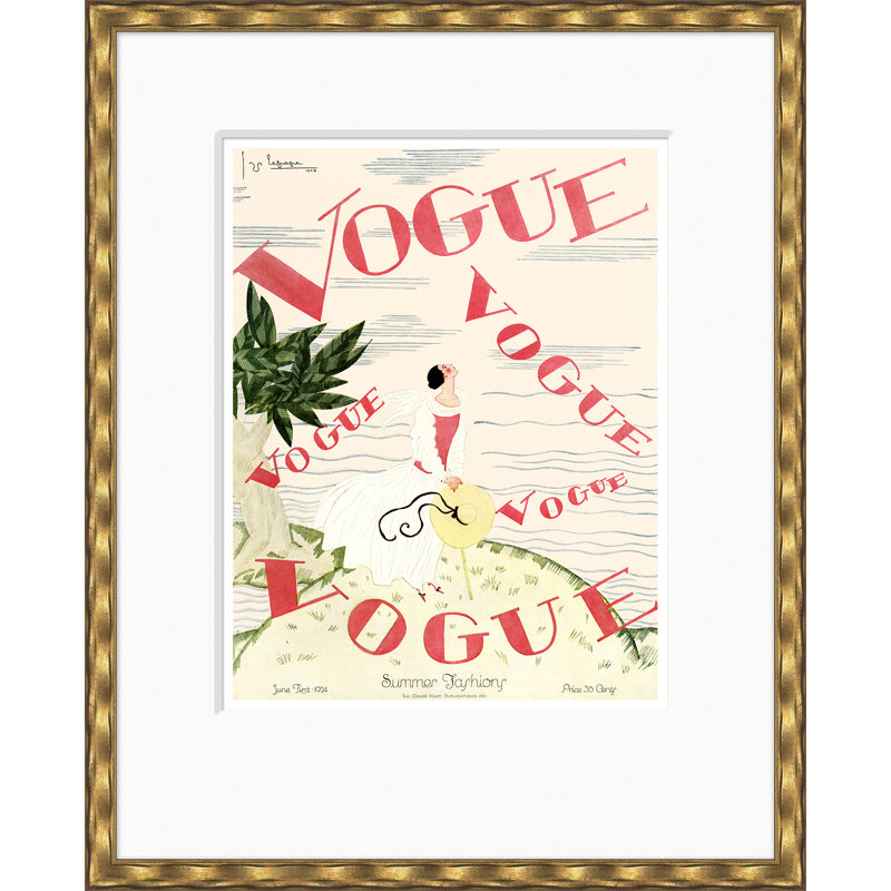 Vogue Cover, Summer Fashions, Georges Lepape, June 1, 1924 Print by Georges Lepape, Gold
