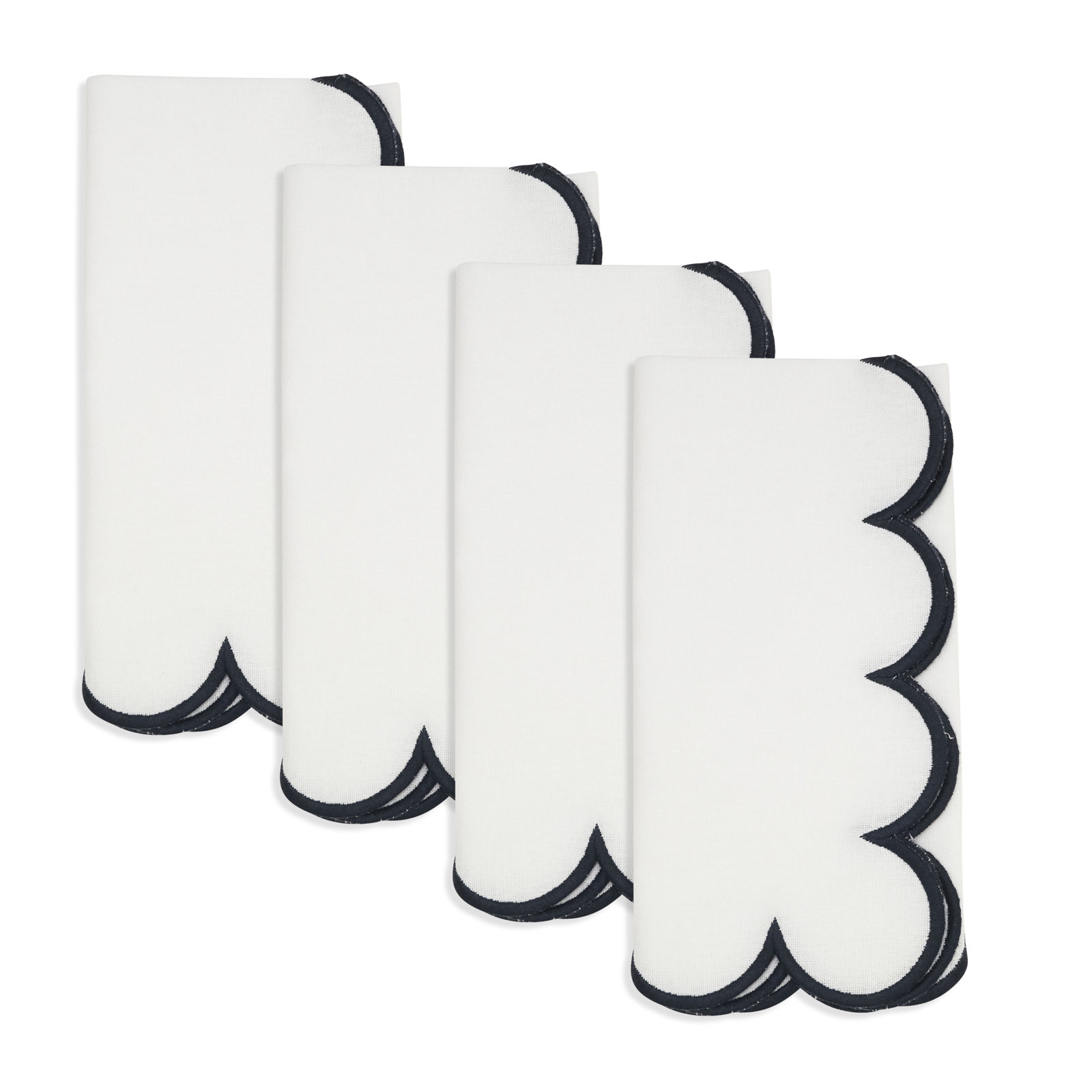 Paddock Reversible Cotton Napkin, White/Navy Blue