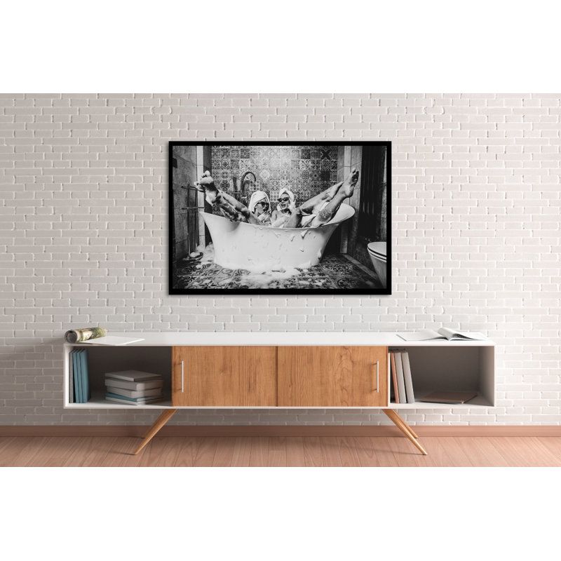 Diva's Bath 1 Piece Wall Art, 80cm H x 120cm W x 10cm D, Black Frame