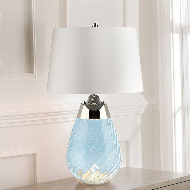 Morrisdale Glass Table Lamp, White, Blue