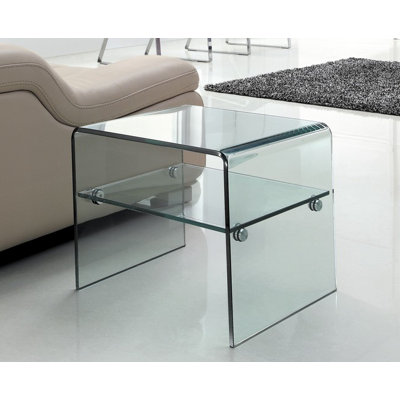 Glass Top Sled End Table