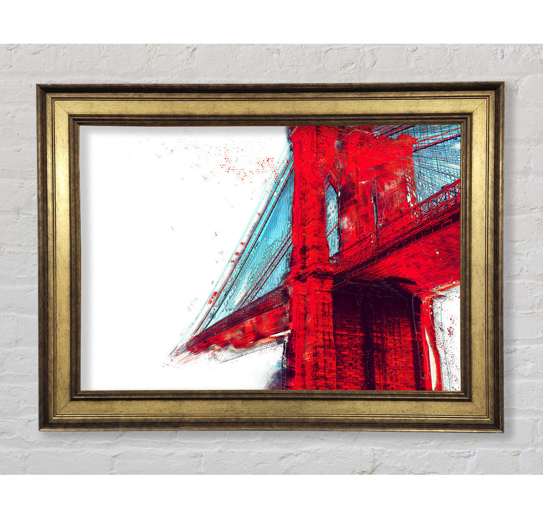 Rote Funky Brooklyn Bridge - Druck