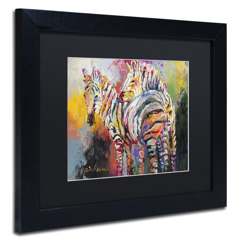 « zèbres », reproduction sur toile, H 11 po x l 14 po x P 0,5 po, Noir, Cadre noir