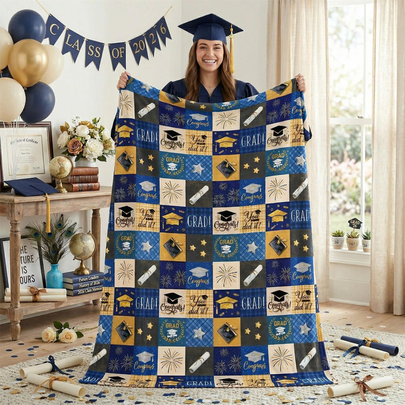 Jeté en flanelle Graduation, L 40 po x l 30 po