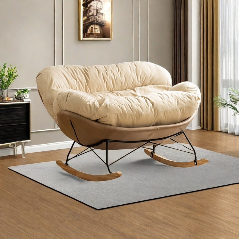 Chaise berçante confortable à conception intégrée, Brun, Beige