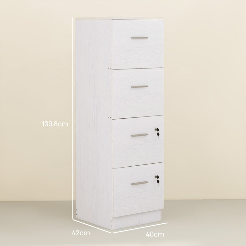 Seantae 4 Drawer Filing Cabinet, White