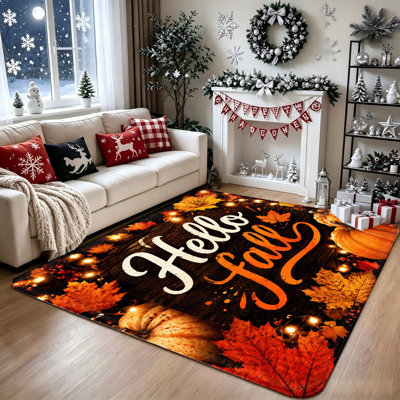Automne, automne, citrouilles, feuilles, guirlandes, tapis, tapis d'intérieur pour salon, chambre à coucher, décoration intérieure, décorations d'Halloween, décor de l'Action de grâce