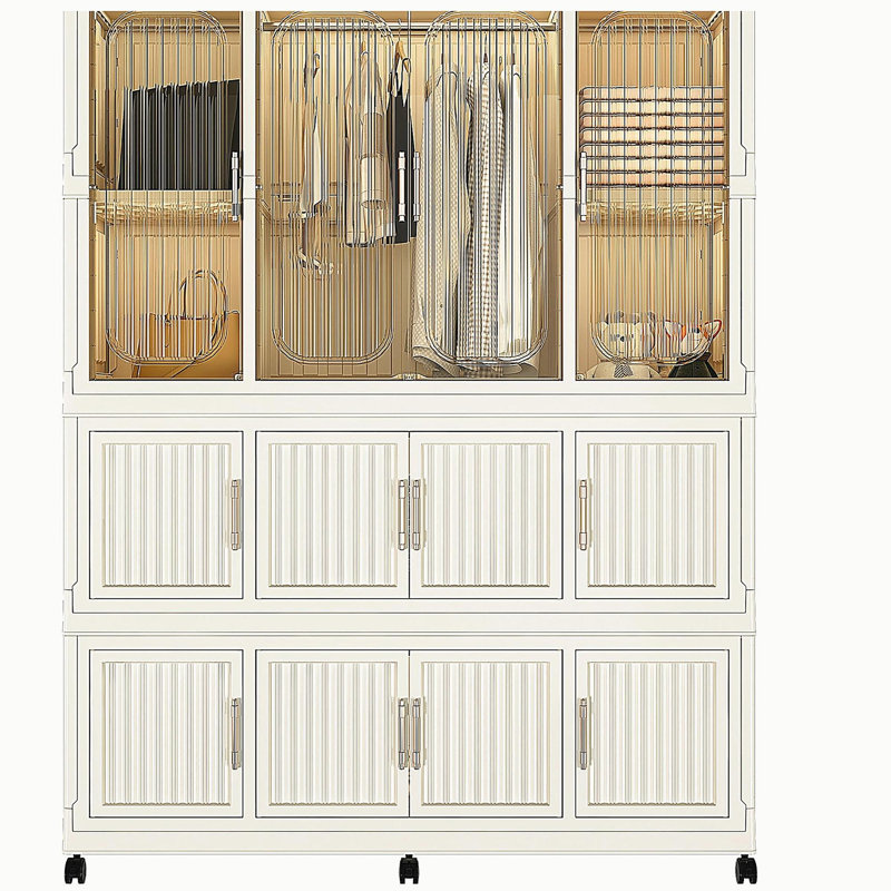 Organisateur de rangement portatif pour garde-robe pour vêtements, 12 portes magnétiques, 12 cubes et 1 tringle, armoire de rangement pour garde-robe