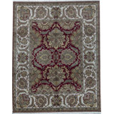 Trinity Wool Oriental Area Rug in Rose/Ivory/Gray