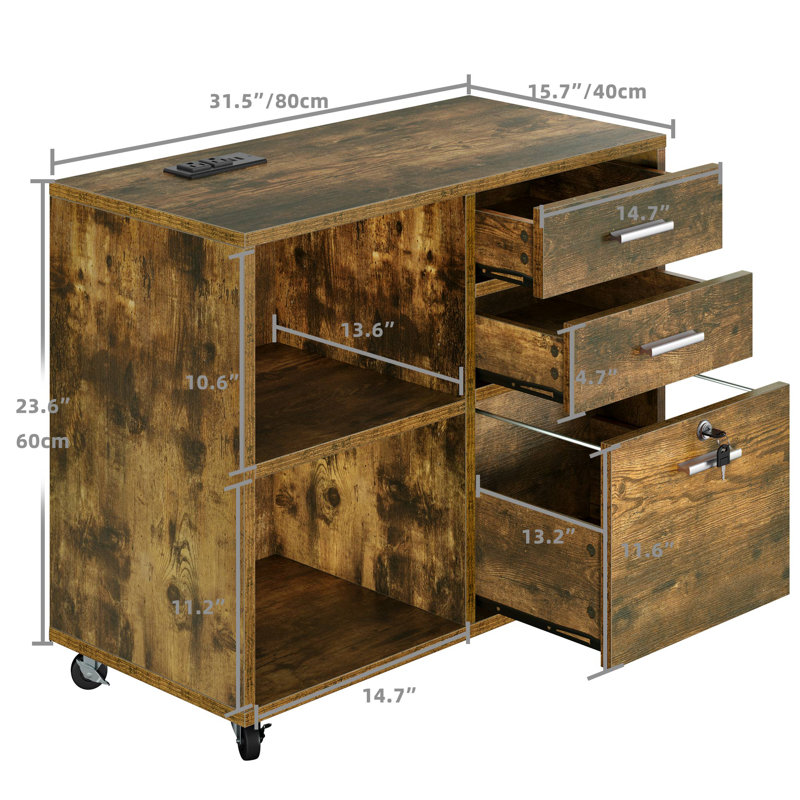 Mellinda 35'' Wide 3 - Drawer Filing Storage Cabinet, Retro