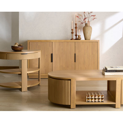 Maitland Reeded 3-Piece Living Room Table Set