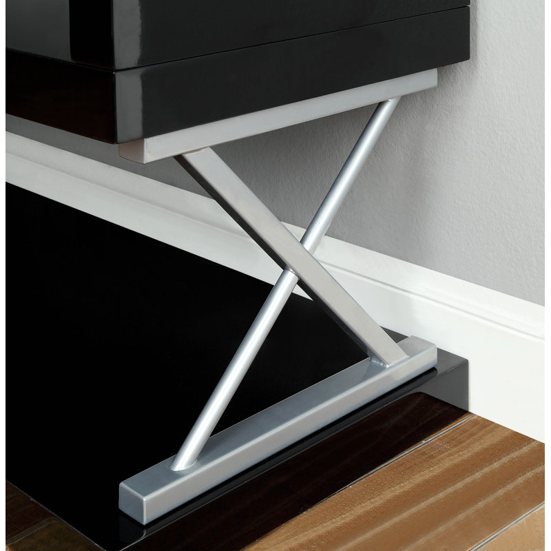 Telma Geometric Display Bookcase with Open Back, Black, (3 Shelves) 41.38'' H x 47'' W x 15.5" D