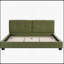 Très grande base de lit en velours, lit plateforme tapissier avec tête de lit capitonnée incurvée, coins carrés doux, vert olive