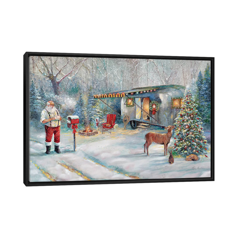 «Santa's Hideaway» par Ruane Manning - reproduction d'art, Toile avec cadre noir, Aucun mat, H 60 po x l 40po x P 1,5 po