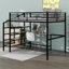 Full Size Metal Loft Bed With Desk And Lateral Storage Ladder-1453359314