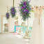 2 pièces couronne de printemps pour porte d'entrée, guirlande de printemps en forme de goutte, guirlande de fleurs de tulipe lavande artificielle avec feuilles vertes, couronne de guirlande florale artificielle pour décoration murale de fenêtre