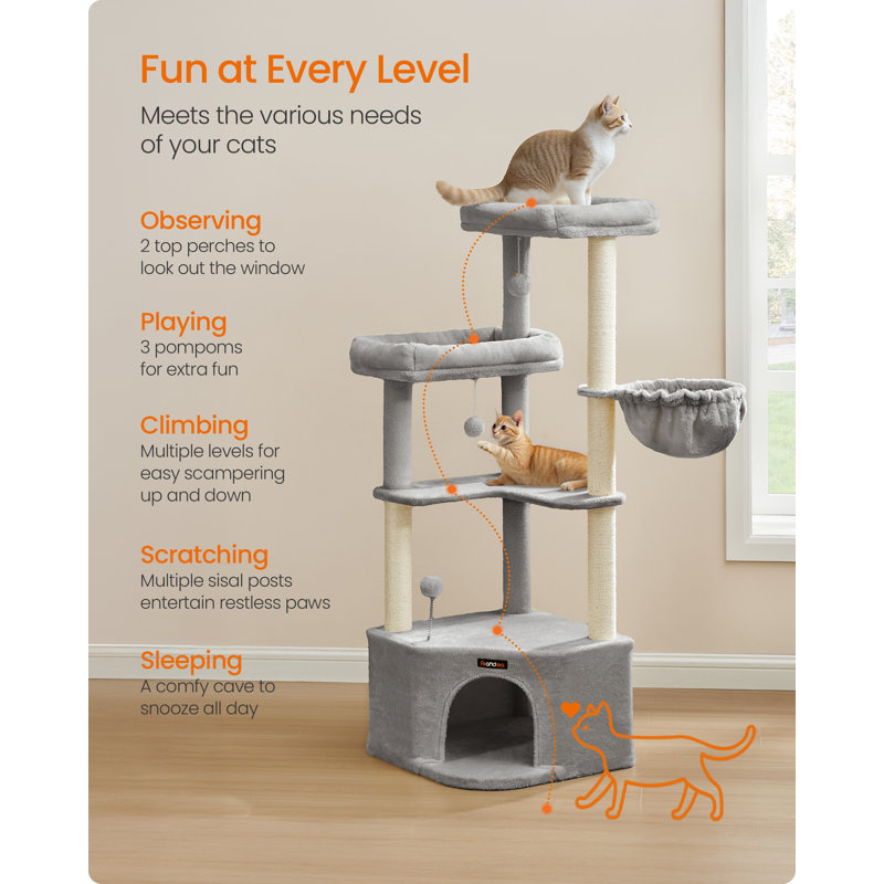 140.7cm H Cat Tree, Grey