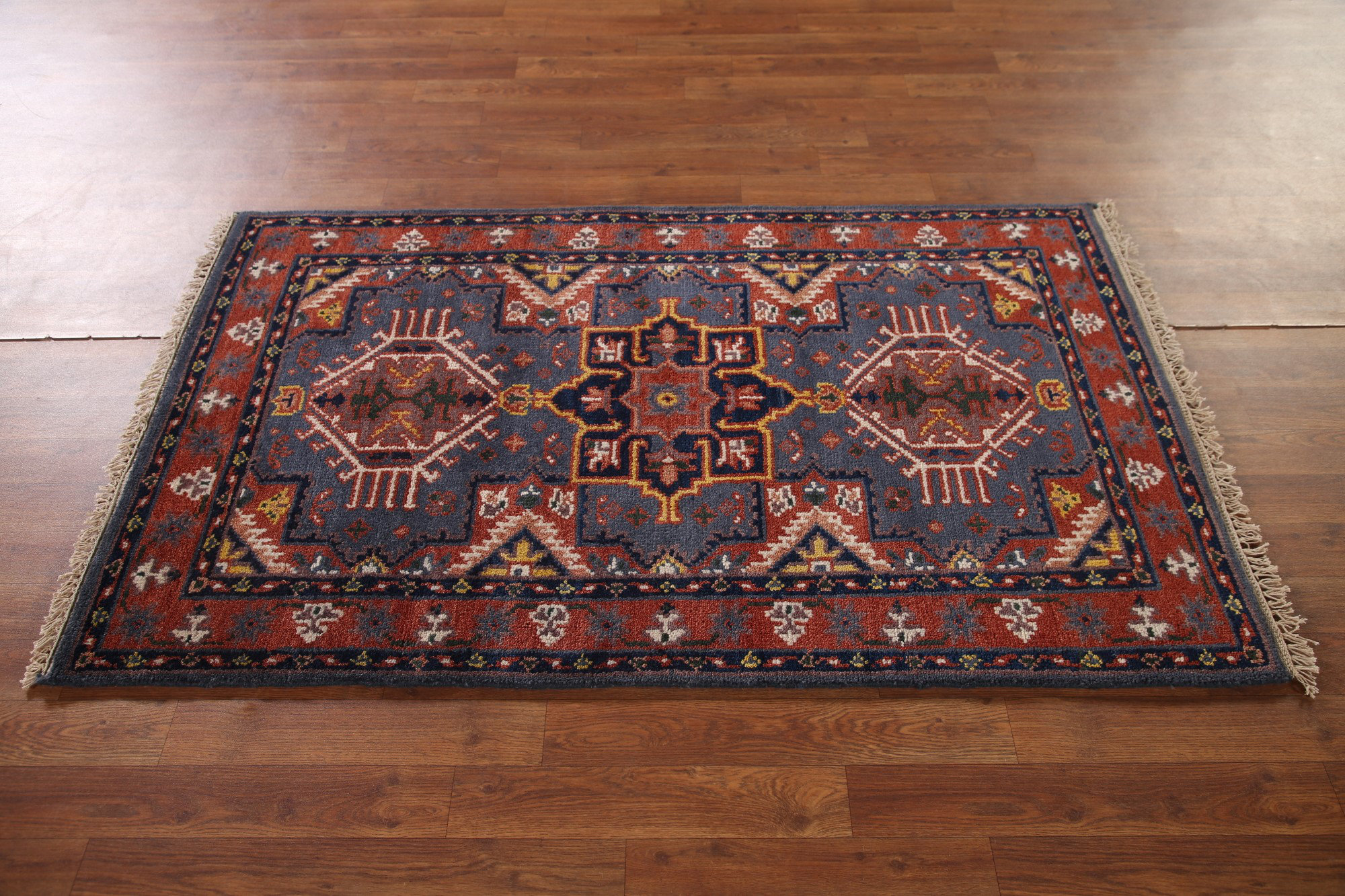 Bloomsbury Market Blue Geometric Traditional Indian Rug 3x5 | Wayfair