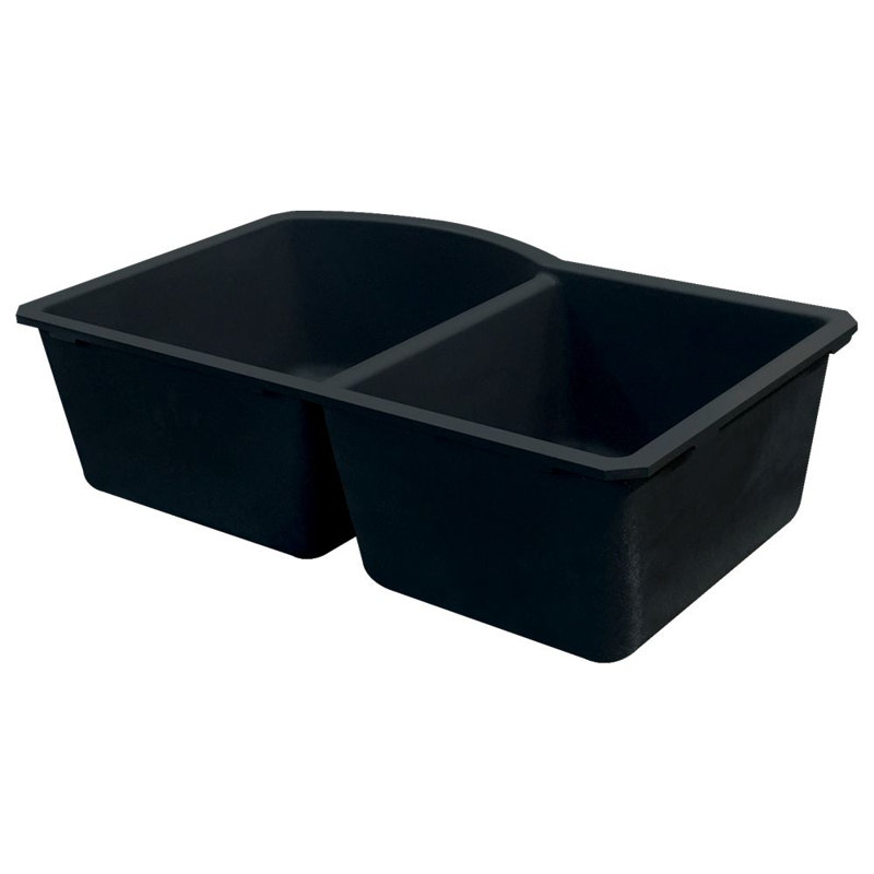 Aversa 31.75'' L Double Bowl Kitchen Sink, Black