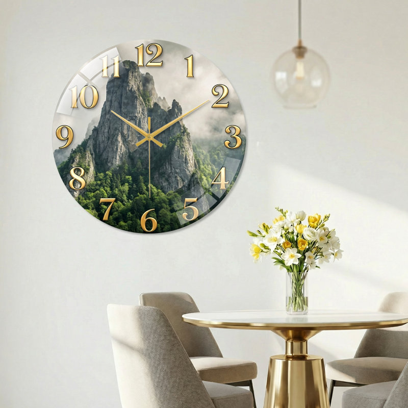 Horloge murale en verre, 60 x 60 cm (23,6 x 23,6 pouces)
