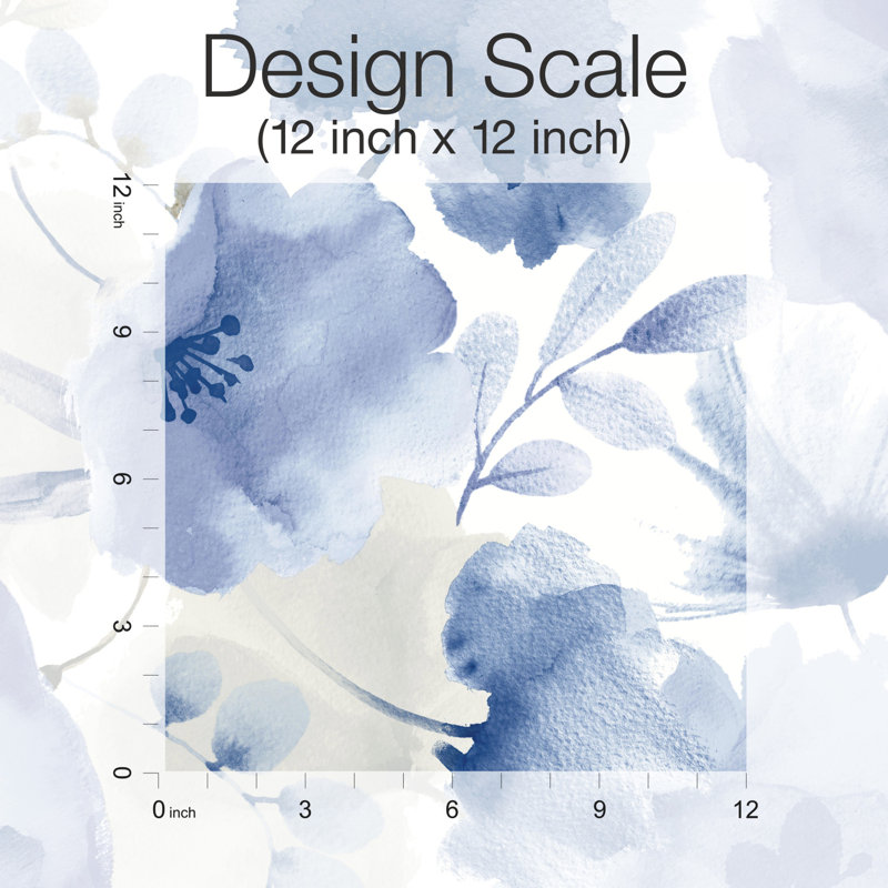 Floral Wallpaper Roll, Cobalt