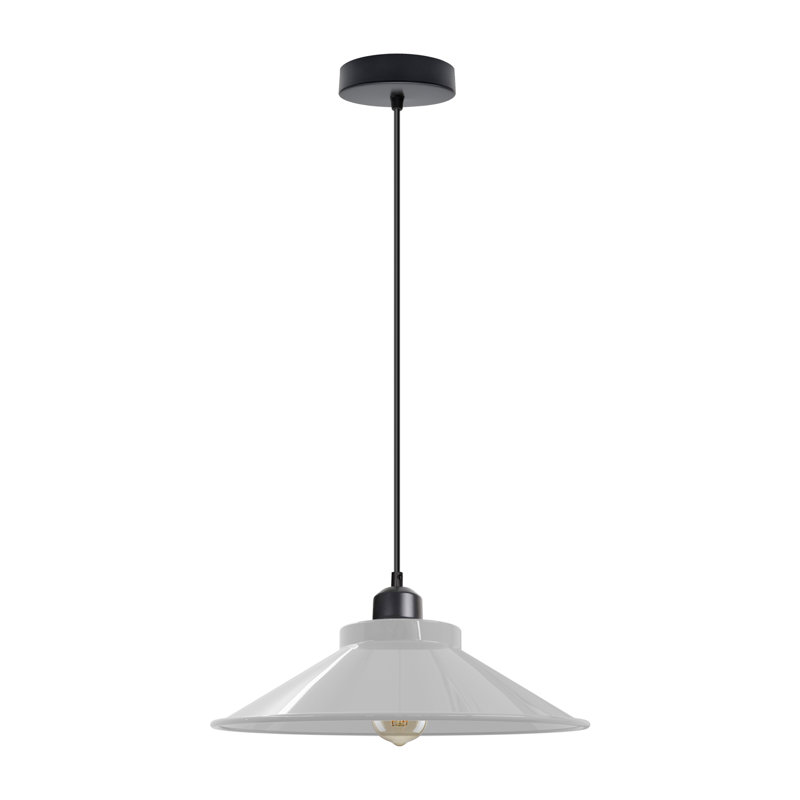 Modern Industrial Single Matte Cone Hanging Pendant Light - Adjustable Ceiling Fixture (E27), No, White