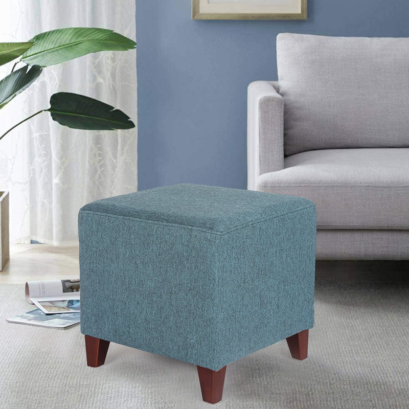 Repose-pieds standard carré de 16,34 po de largeur Moorhouse, 100 % polyester bleu océan