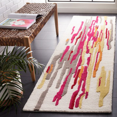 Rodeo Drive Hand Tufted Wool/Cotton Abstract Rug in Ivory/Red