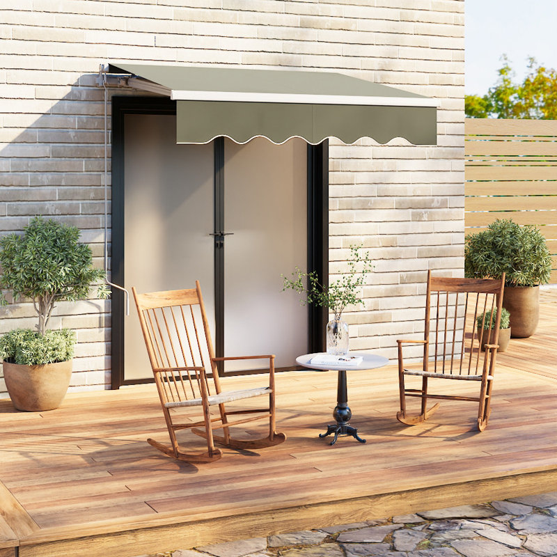 Sol 27 Outdoor 200cm W x 150cm D Fabric Cover Retractable Patio Awning, Grey