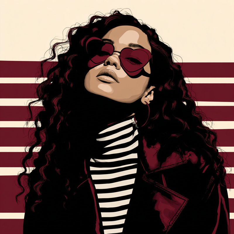 «Heart Shades Attitude», art mural sur toile, H 20 po x l 20 po
