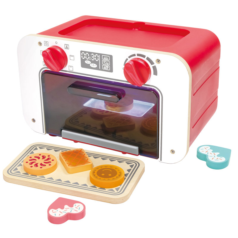Hape: mon four avec des biscuits magiques - rouge et blanc, un jouet de cuisson en bois clair et sonore, les biscuits changent de couleur, l'ensemble de cuisine pour enfants, les enfants de 3 ans et plus