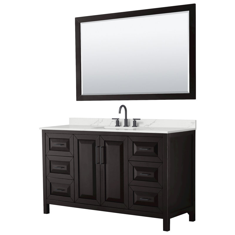 Daria 60'' W Single Vanity, Polished Chrome, Brown, Giotto Quartz