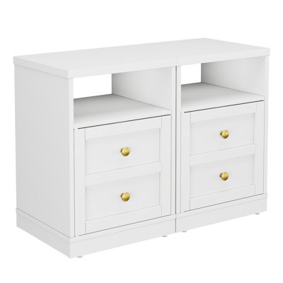 Modern Nightstand With Door & Open Shelf,Set of 2